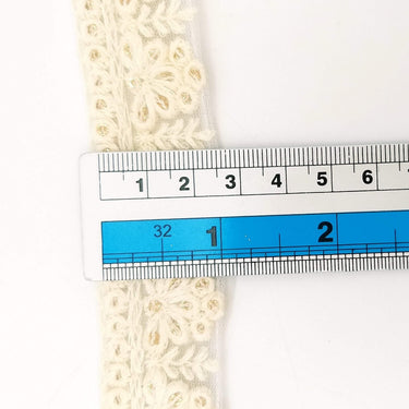 Off White Net Lace Trim With Floral Embroidery And Gold Sequins, Sequinned Trim, Wedding Trim Bridal Trim